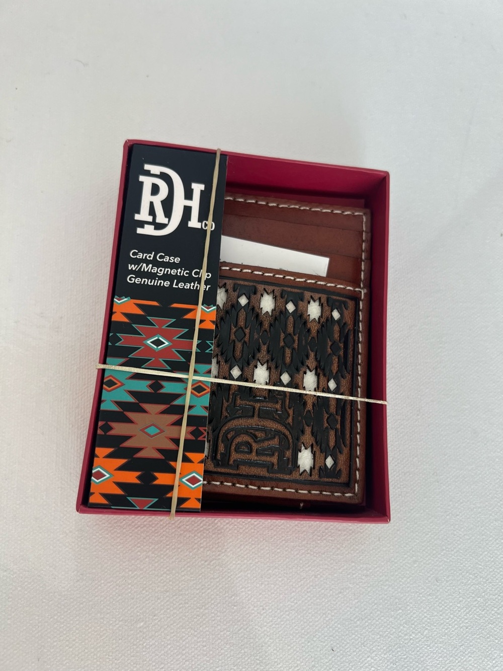 Leather Brown Card & Key Holder with Magnetic Clip